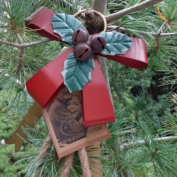 **Old World Galvanized Christmas Bells With Bows Decorative Accents - Picture 3 of 14